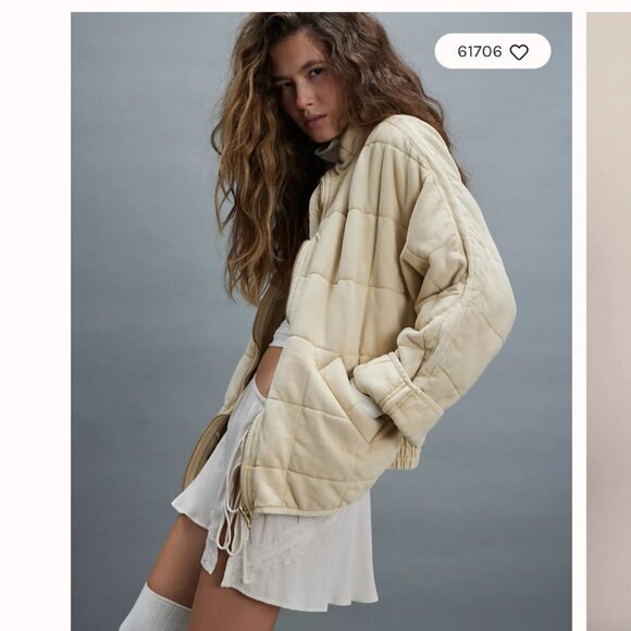 Free People Dolman Quilted Knit Jacket Vanilla Creme Oversized Coat Medium - Picture 3 of 8